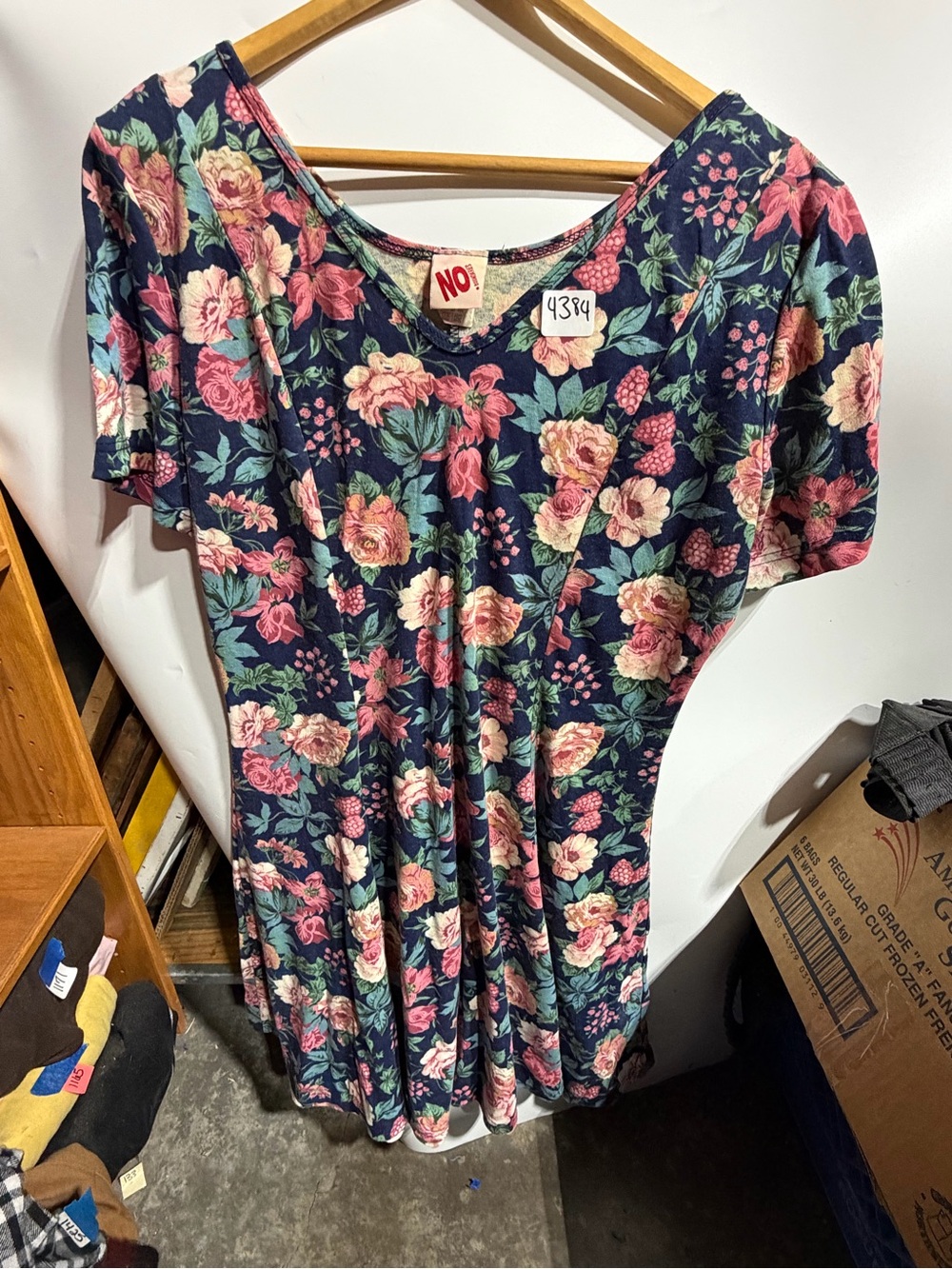 #4384-No Boundaries Navy Floral Midi Dress with Pink Roses